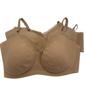 Lot Of 2 HoneyLove Women Crossover Bras Size XL 38 D/E Tan No Wire Back Closure